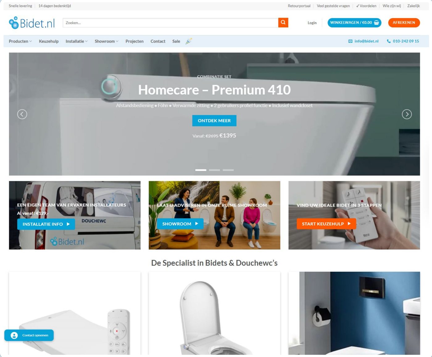 Bidet.nl homepage in 2026