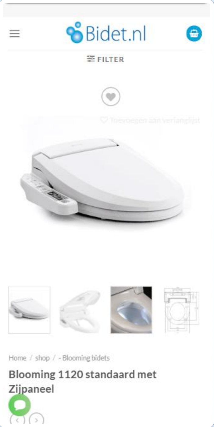 Bidet.nl op mobiel in 2022