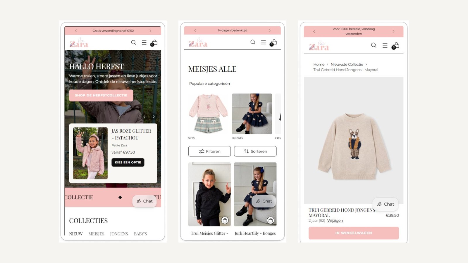 Petite Zara homepage