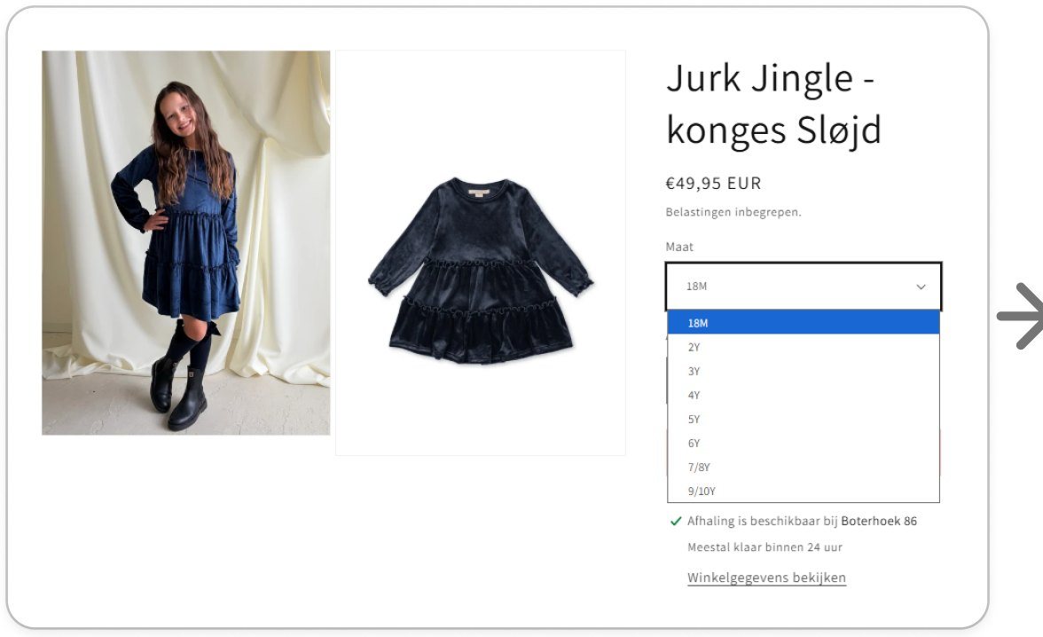 Petite Zara maatkeuze voor de aanpassingen